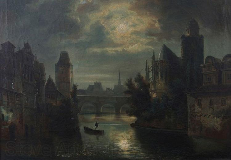 Ferdinand Lepie River by night France oil painting art